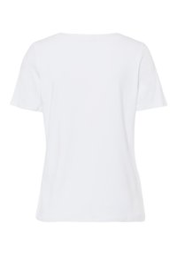 White short-sleeve t-shirt with a round neckline, made from soft cotton. The back view shows a simple, unembellished design.