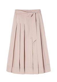 Jupe plissée rose clair avec un détail de ceinture nouée. Fabriquée dans un tissu doux, elle présente une silhouette fluide et une finition d'ourlet.