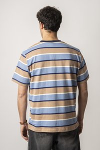 Kaotiko KEANE STRIPES UNISEX - Print T-shirt - blue/hazelnut