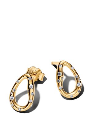 Pandora, BOUCLES D'OREILLES PUCES OVALES SERTIES DE PIERRES AUX FORMES ORGANIQUES - Orecchini - jaune