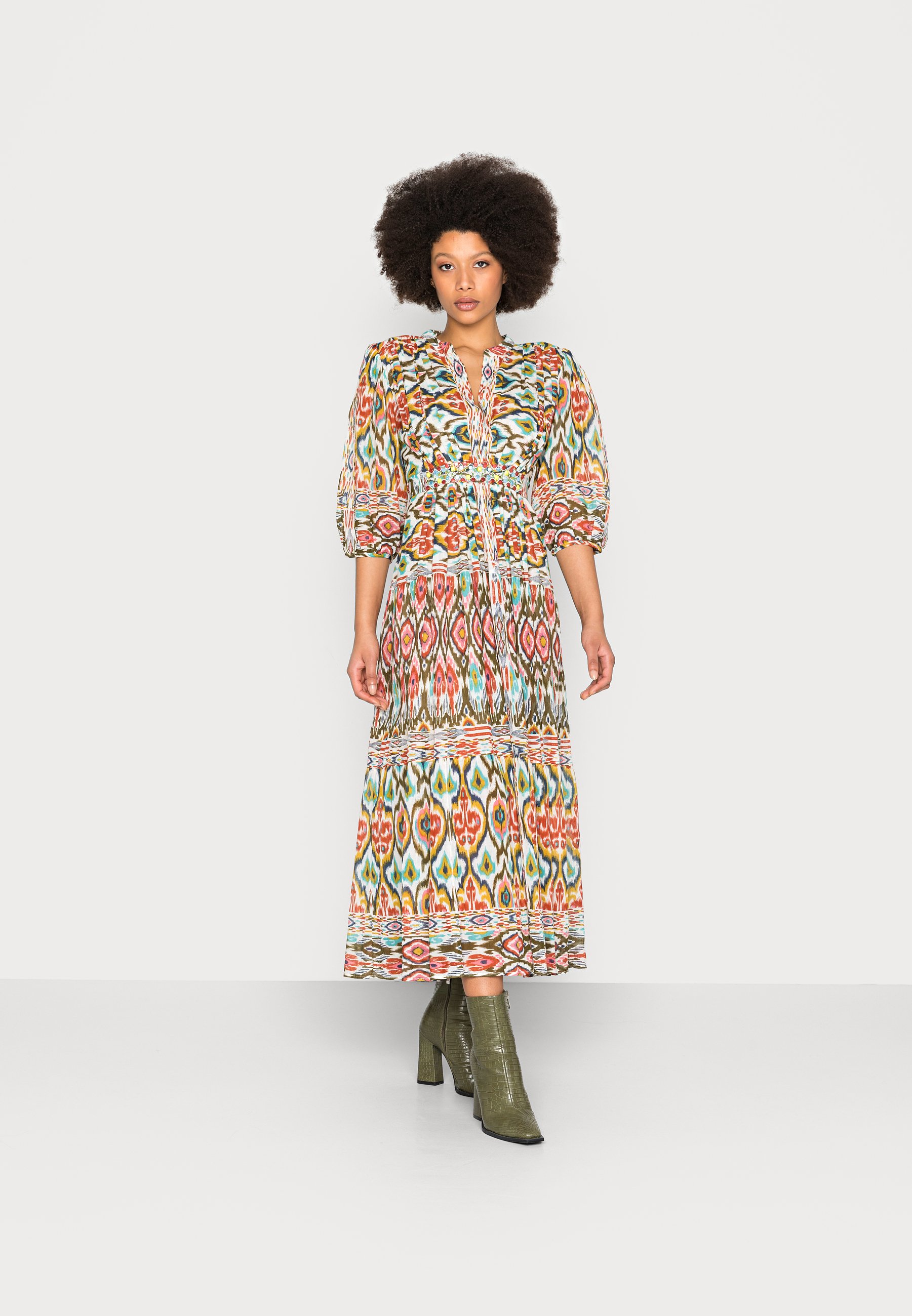 Derhy ALEXANDRA ROBE - Maxi-jurk - kaki/meerkleurig - Zalando.nl