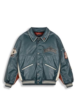 Grimey Kunstlederjacke - azul navy