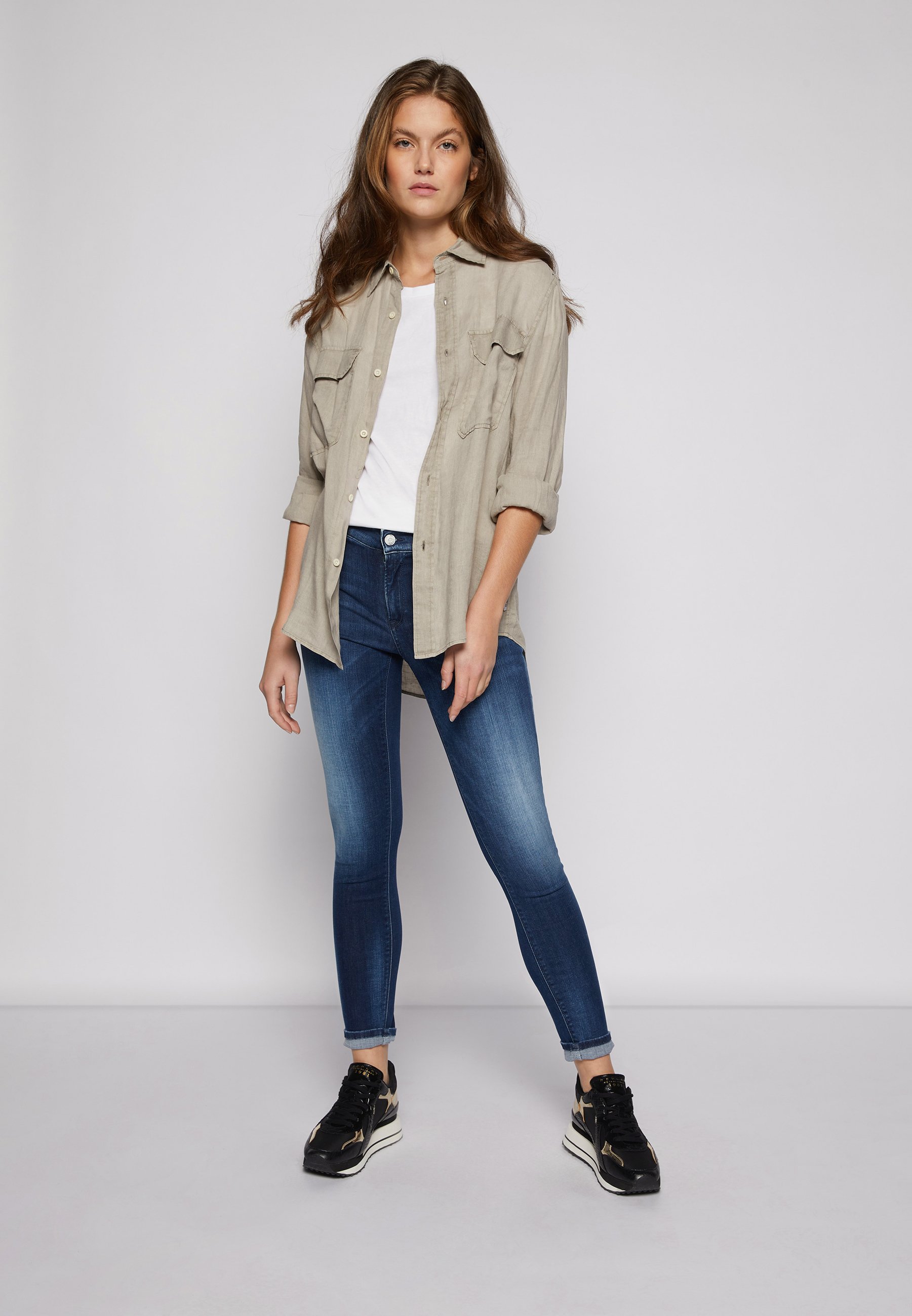Replay LUZIEN HYPERFLEX PANTS - Vaqueros pitillo - medium blue/blue denim -  Zalando.es