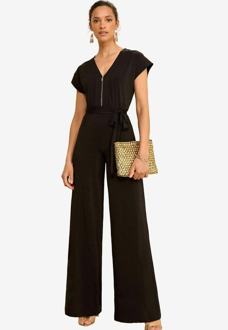 Love & Roses ZIP DETAIL WIDE LEG - Mono - black