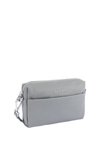 Gray nylon pouch with silver zipper, featuring a front pocket and metal hardware. Logo "BOGNER" embossed on the front. Compact rectangular shape.