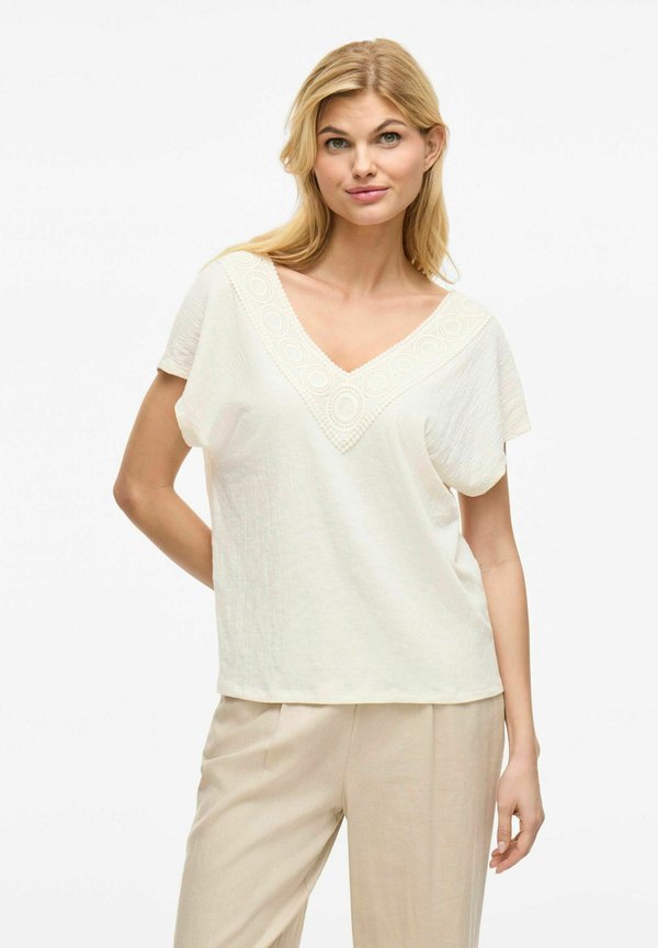 MIT ANGESCHNITTENEN ÄRMELN V-AUSSCHNITT - Bluse - birch