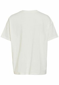 T-shirt blanc uni à manches courtes et col rond, montré de dos avec une coupe ample et sans motifs ni logos visibles.