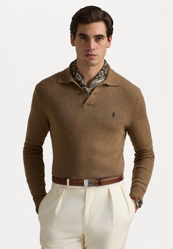 WOOL-COTTON POLO-COLLAR SWEATER - Jumper - copper melange
