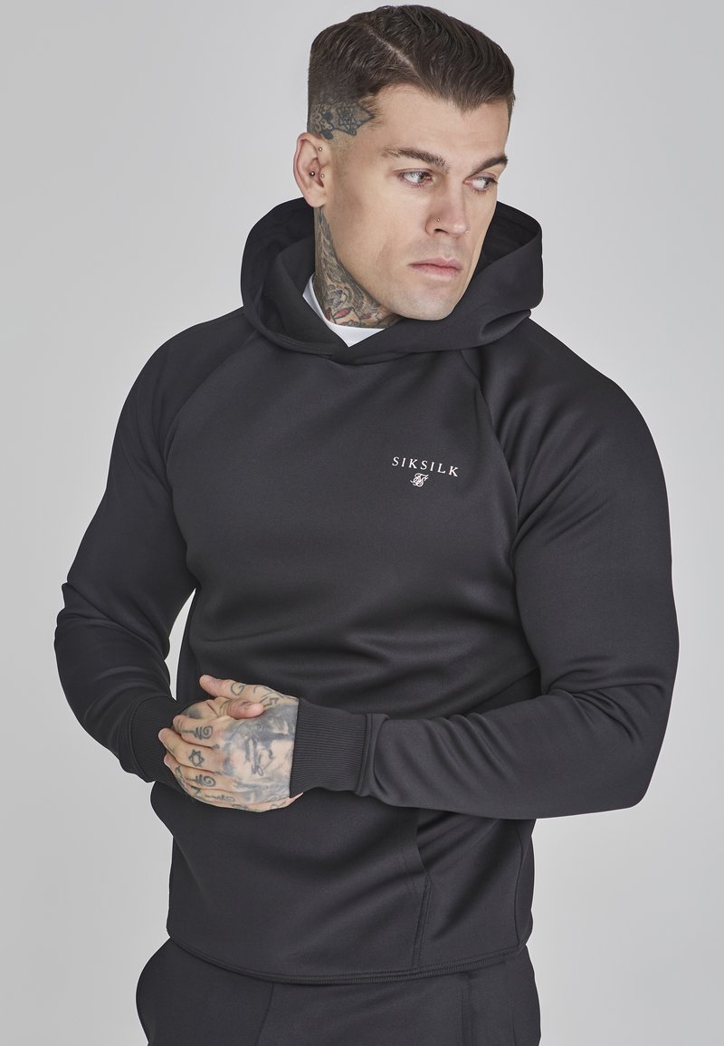 SIKSILK - MUSCLE FIT - Džemperis ar kapuci - black, Palielināt