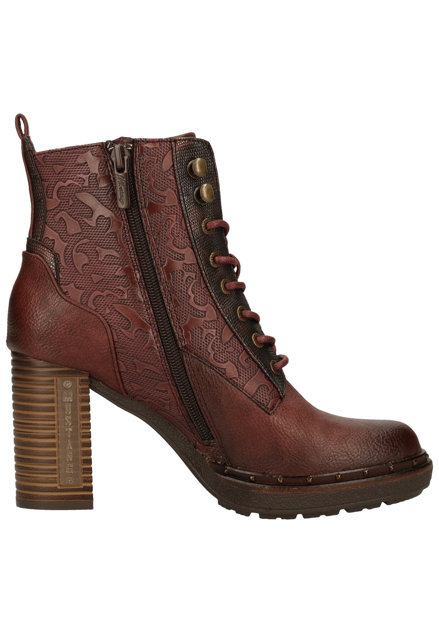 Mustang Enkellaarsjes met hoge hak - bordeaux/bordeauxrood - Zalando.be