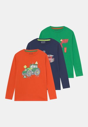 KIDS SMALL BOYS 3 PACK - Langarmshirt - orange/dunkel blau/grün