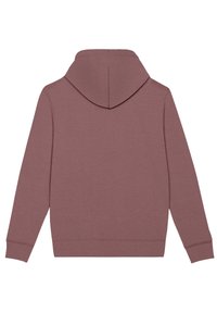 Sudadera con capucha en color rosa empolvado, hecha de una suave mezcla de algodón. Presenta un diseño sencillo con puños y dobladillo acanalados.