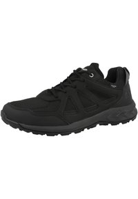 Scarpe da ginnastica nere realizzate con una combinazione di materiali in rete e sintetici, con una collo imbottito, punta rinforzata e suola testurizzata per una migliore aderenza.