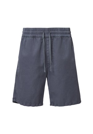 Shorts gemaakt van donkergrijze stof, met een elastische tailleband met een trekkoord, een relaxte pasvorm en afgewerkte randen.