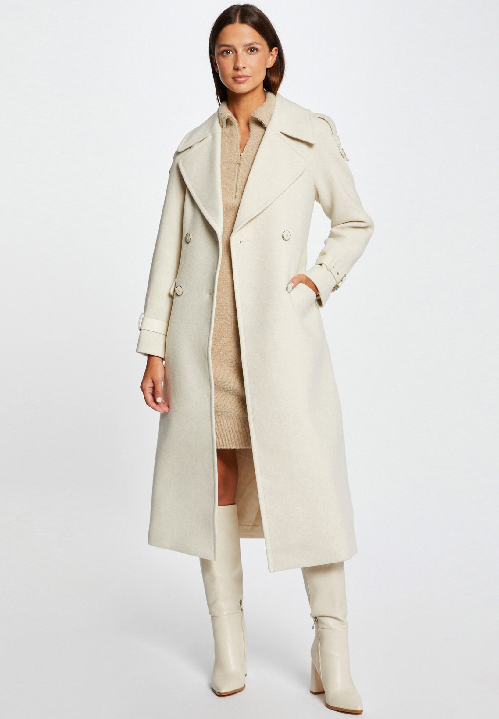 Morgan Abrigo Largo Cinturon Top Morgan Mujer Gabardina Morgan