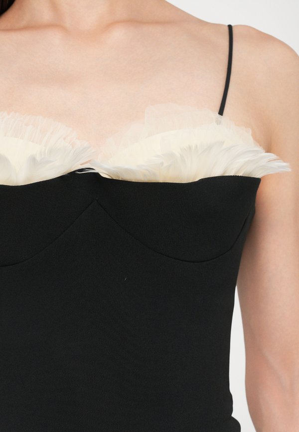 RUFFLE FEATHER BALCONETTE BRA OPEN LEG MIDI DRESS - Occasion wear4