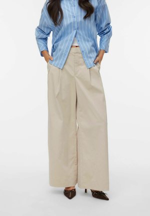 Vero Moda TROUSERS VMMENG MID WAIST TROUSERS - Hlače - cement