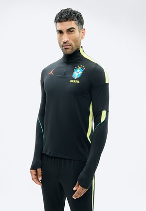 Nike Performance BRASIL STRIKE TOP - Μπλούζα με μακριά μανίκια - black/yellow pulse/infrared