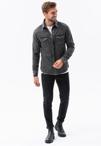 Ombre LONG SLEEVE PRESS STUDS - Overhemd - black denim