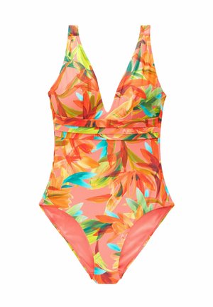 LEOPARD TUMMY CONTROL STANDARD - Maillot de bain - coral pink floral