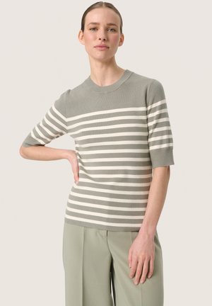 SPINA STRIPED TEE - Pusero - shadow w white stripe