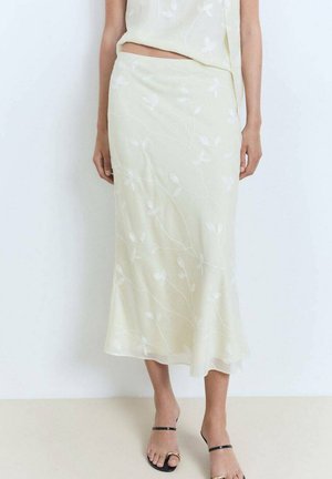 Mango FLOWERS MIDI - A-line skirt - off white