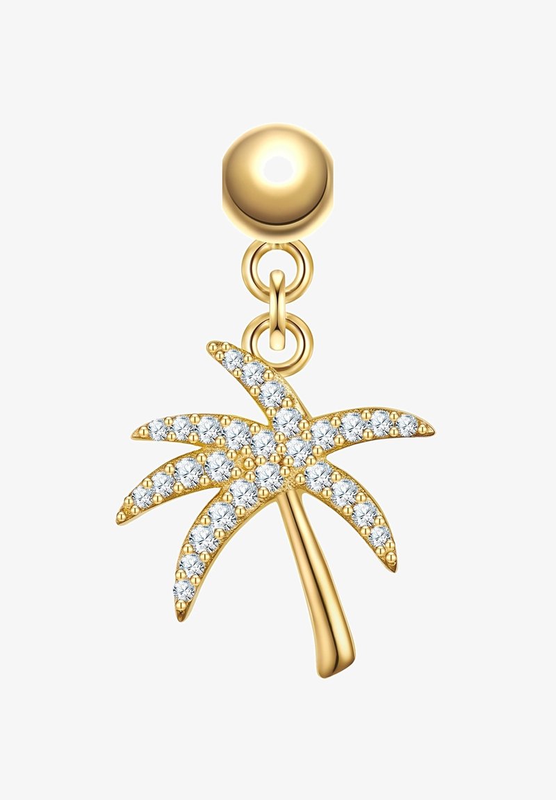 Aukso palmės žavesys, dekoruotas skaidriais rhinestones, pakabintas ant apvalios kilpos su lygiu paviršiumi, demonstruojantis modernų dizainą.