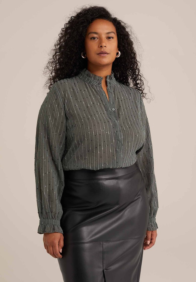 WE Fashion CURVE - Nööpidega pluus - green