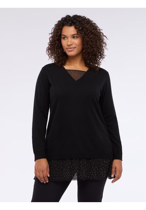 CON DETTAGLI IN E STRASS - Stickad tröja - nero