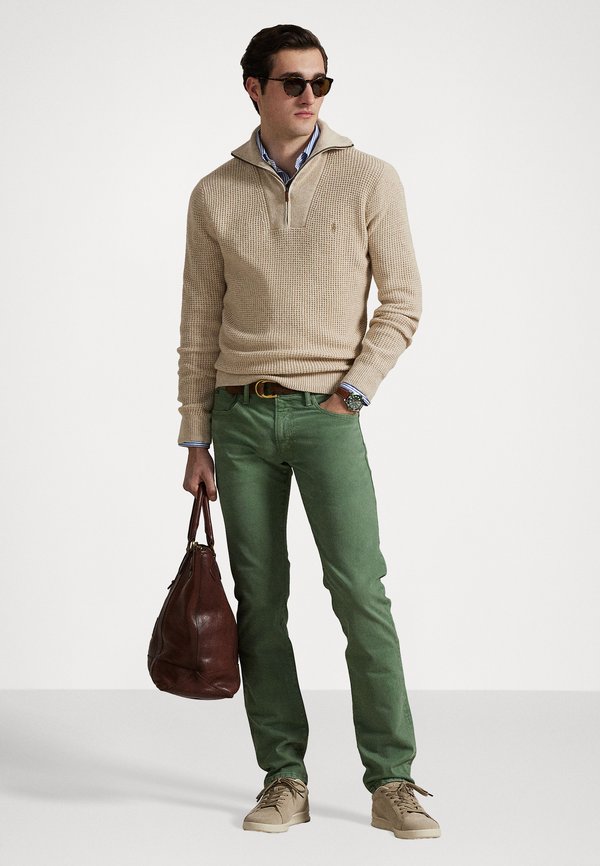 WAFFLE WOOL COTTON QUARTER ZIP JUMPER - Jumper - natural cream heather4