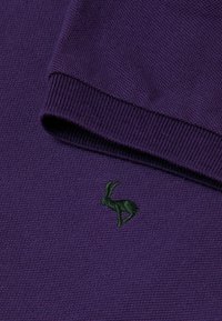 Violets trikotāžas džemperis ar teksturētu apdari. Priekšpusē zaļa izšūta trusis logotips. Piedurknes ar aprocēm.