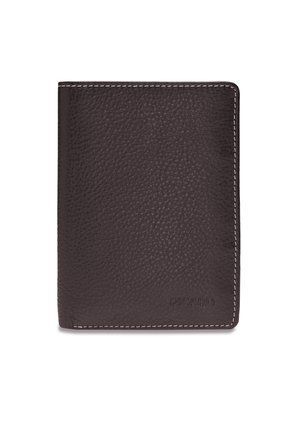 Dark brown textured leather wallet with white stitching along edges and "PICARD" embossed on the lower right corner.