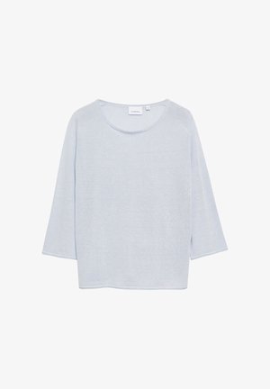 Hellblauer, langärmeliger Pullover mit Rundhalsausschnitt, lockerer Passform und dezenter Textur, mit Markenschild "Comma".