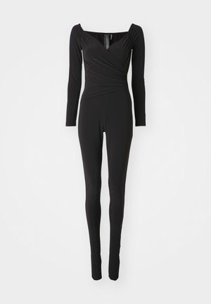 Norma Kamali OFF SHOULDER SWEETHEART CATSUIT FOOTIE - Mono - black