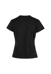 Black short-sleeve t-shirt with a crew neckline. Made of soft cotton fabric, featuring a smooth texture and classic casual design.