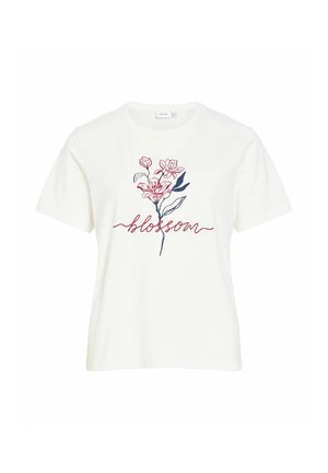 VILA, SHORT-SLEEVED T-SHIRT VIVORA PRINTED - Trükipildiga T-särk - snow white1