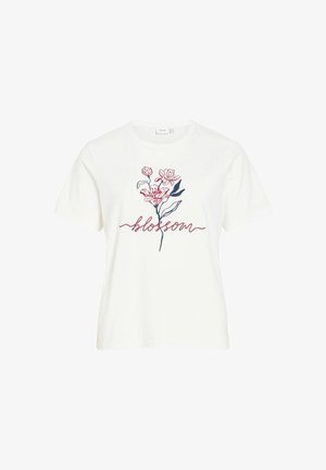 VILA, SHORT-SLEEVED T-SHIRT VIVORA PRINTED - Trükipildiga T-särk - snow white1