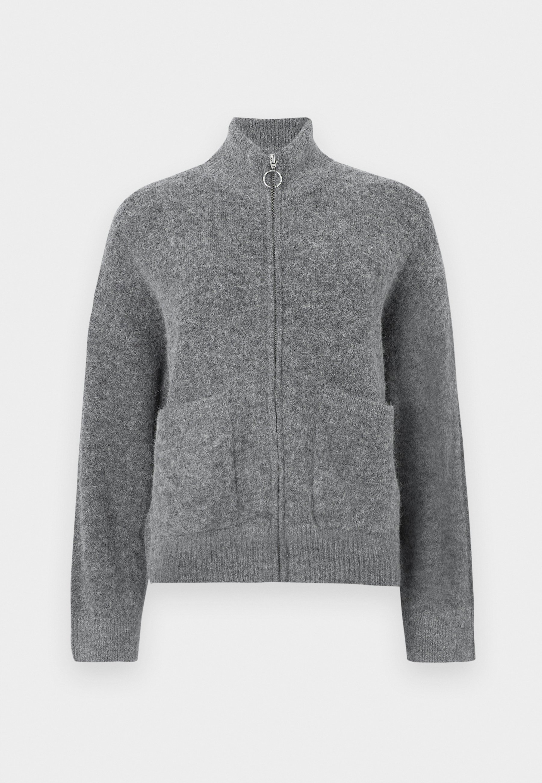 Selected SLFSIA ZIPPER CARDIGAN - Cardigan - medium grey melange