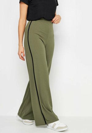 SIDE WIDE LEG - Trousers - khaki