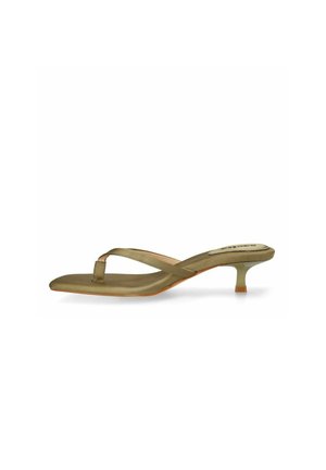 sacha, GRÜNE SATIN-PANTOLETTEN MIT ABSATZ - Sandales tongs - green