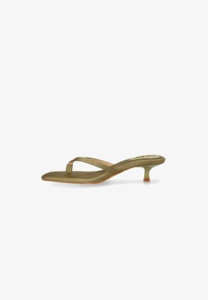 sacha, GRÜNE SATIN-PANTOLETTEN MIT ABSATZ - Sandales tongs - green