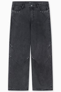 HEAVY BLACK WASHED DART - Baggy džíny - black