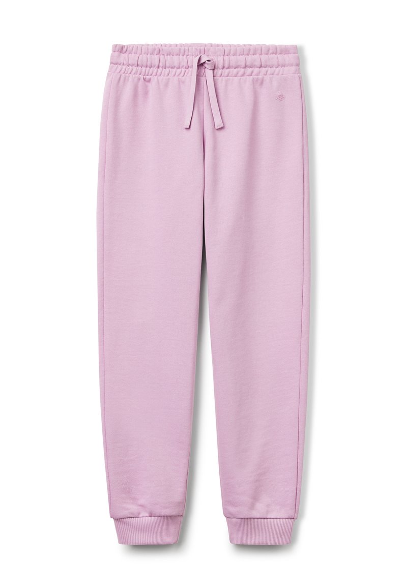 Helle rosa Sweatpants aus weichem Stoff, mit einem elastischen Bund und verstellbarem Kordelzug. Bündchen an den Knöcheln für eine bequeme Passform.