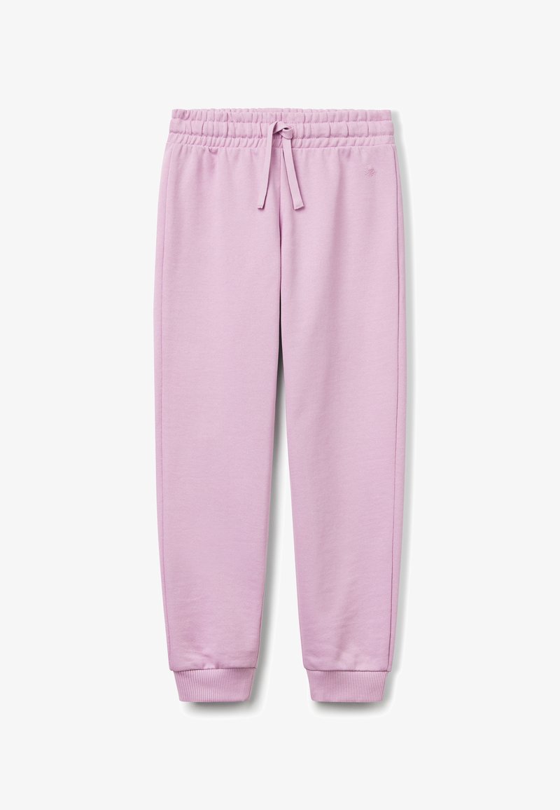 Helle rosa Sweatpants aus weichem Stoff, mit einem elastischen Bund und verstellbarem Kordelzug. Bündchen an den Knöcheln für eine bequeme Passform.