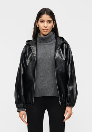 HOODIE - Bunda z nepravej kože - black