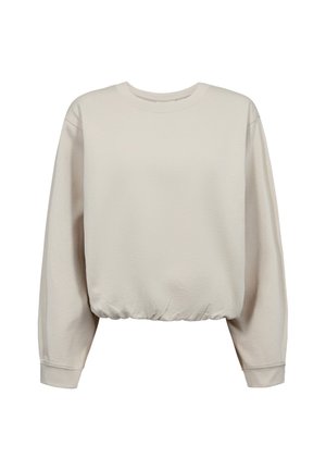 Roomkleurige cropped sweatshirt met lange mouwen, ronde halslijn en elastische zoom en manchetten.