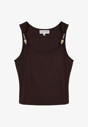 Bosanova, TOP DE TIRANTES BLANCO CON PIEDRAS DECORATIVAS - Top - marron