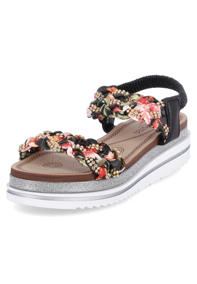 Damen Riemchensandalen | CM Laufsteg München Plateausandalette schwarz - CR16413 Damen Riemchensandalen | CM Laufsteg München Plateausandalette schwarz - CR16413