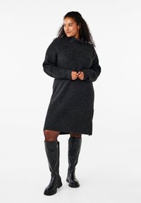 Zizzi FLASH MIT ROLLKRAGEN - Kampsunkleit - dark grey melange