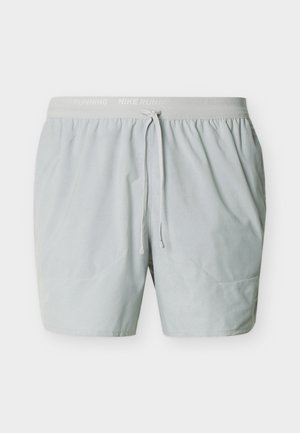 Shorts de sport pour hommes gris clair avec taille élastique, cordon de serrage réglable et un discret logo "Nike Running" sur la ceinture.